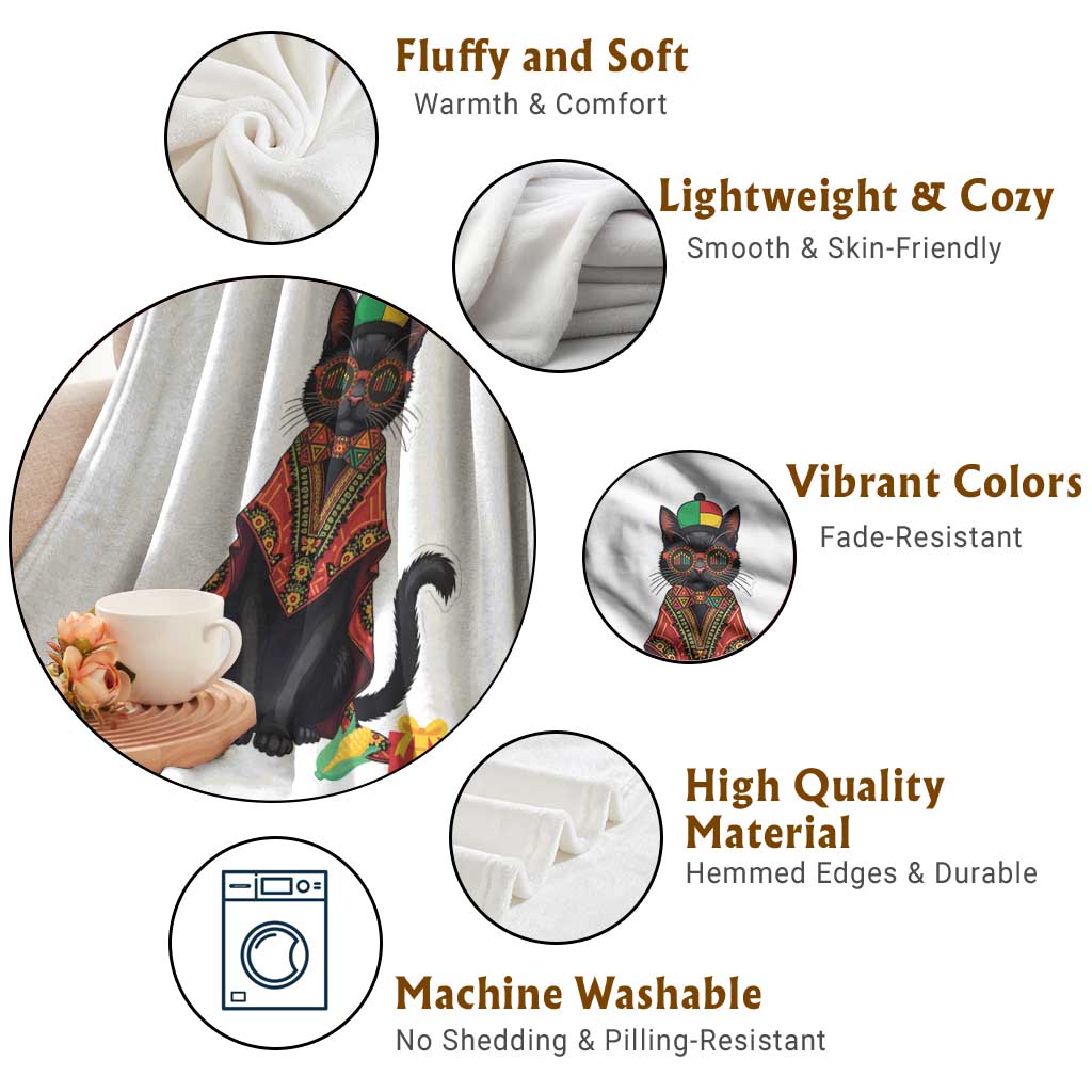 Cute Kwanzaa Cat Dashiki Throw Blanket African Heritage Gift - Wonder Print Shop