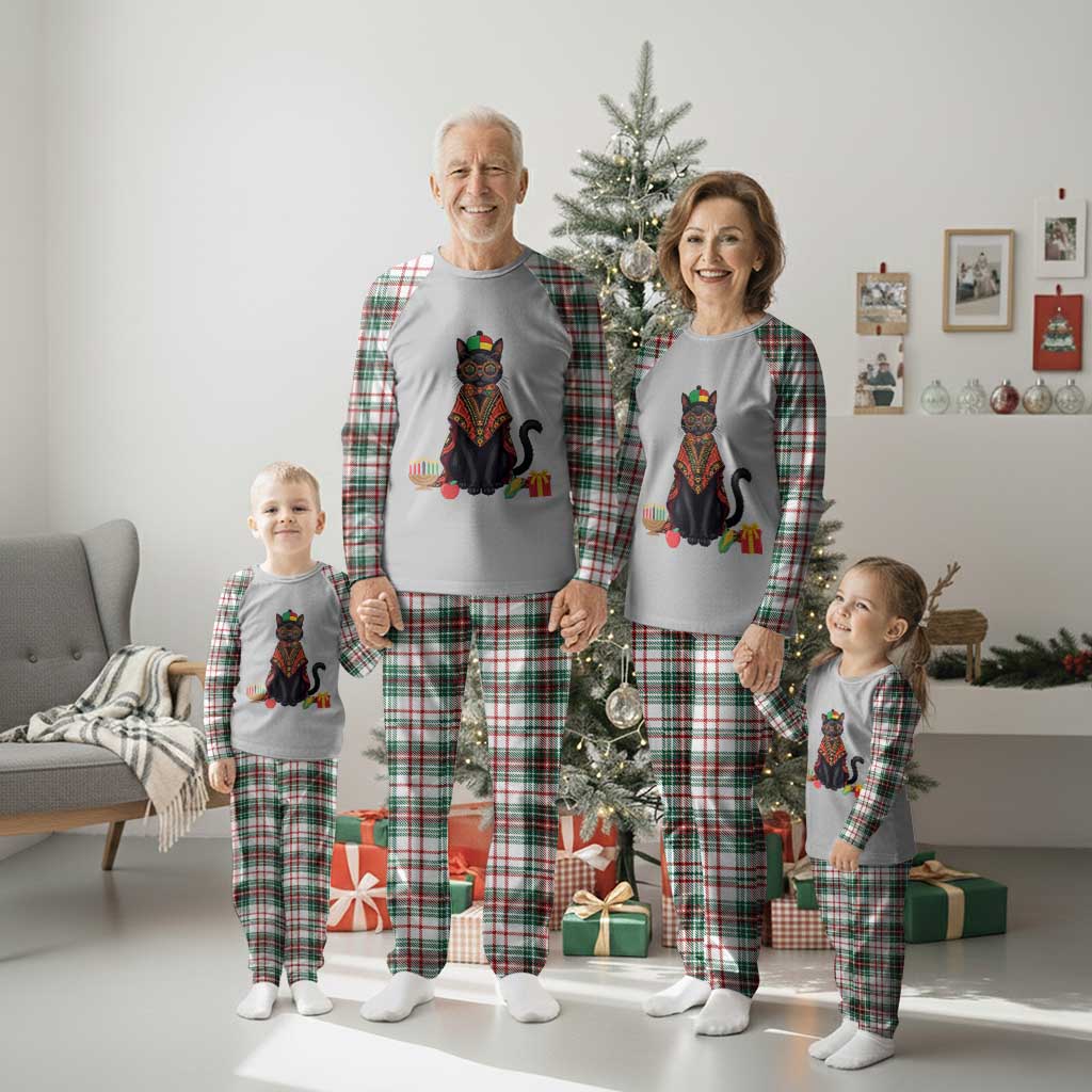 Cute Kwanzaa Cat Dashiki Plaid Pajama Set African Heritage Gift - Wonder Print Shop