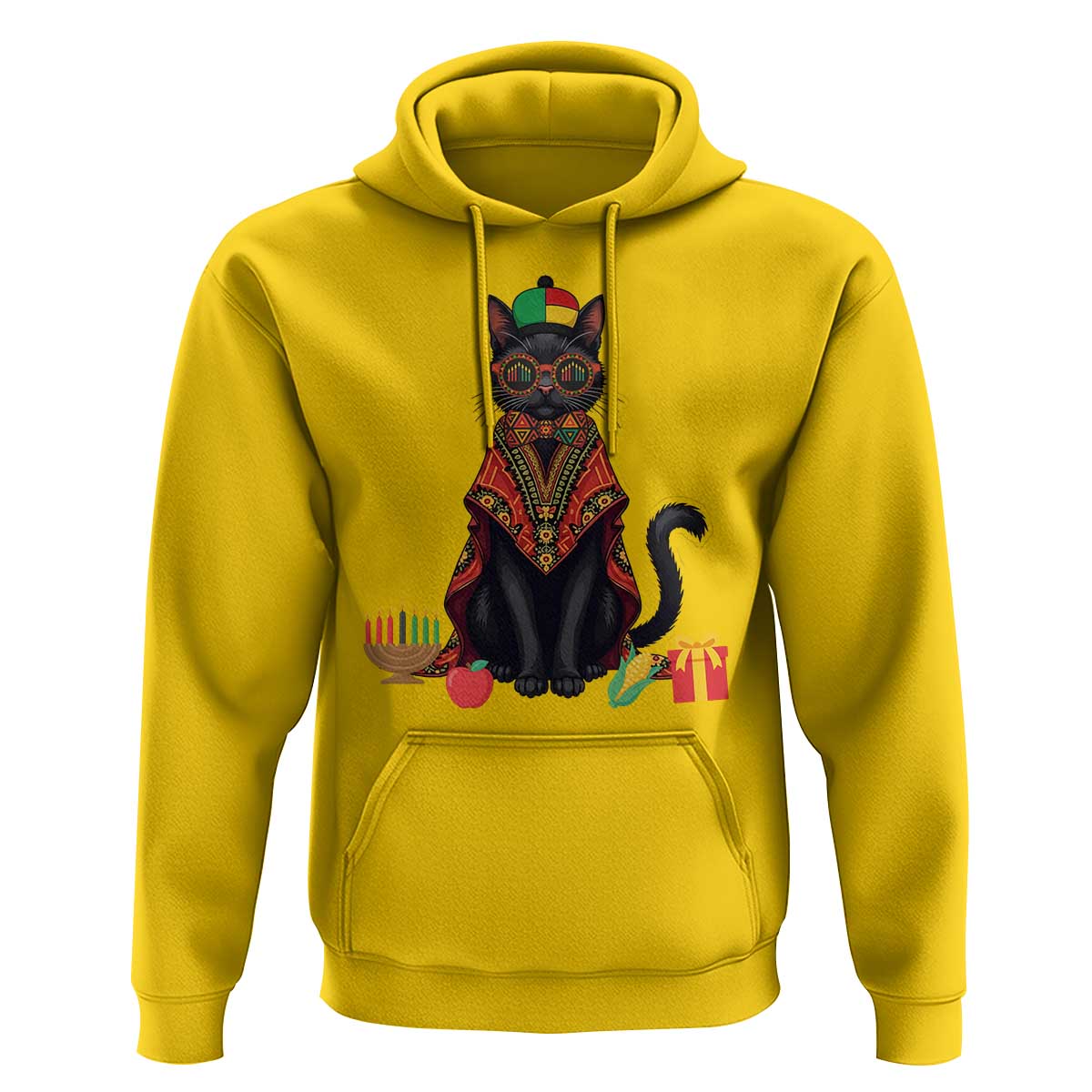 Cute Kwanzaa Cat Dashiki Hoodie African Heritage Gift - Wonder Print Shop