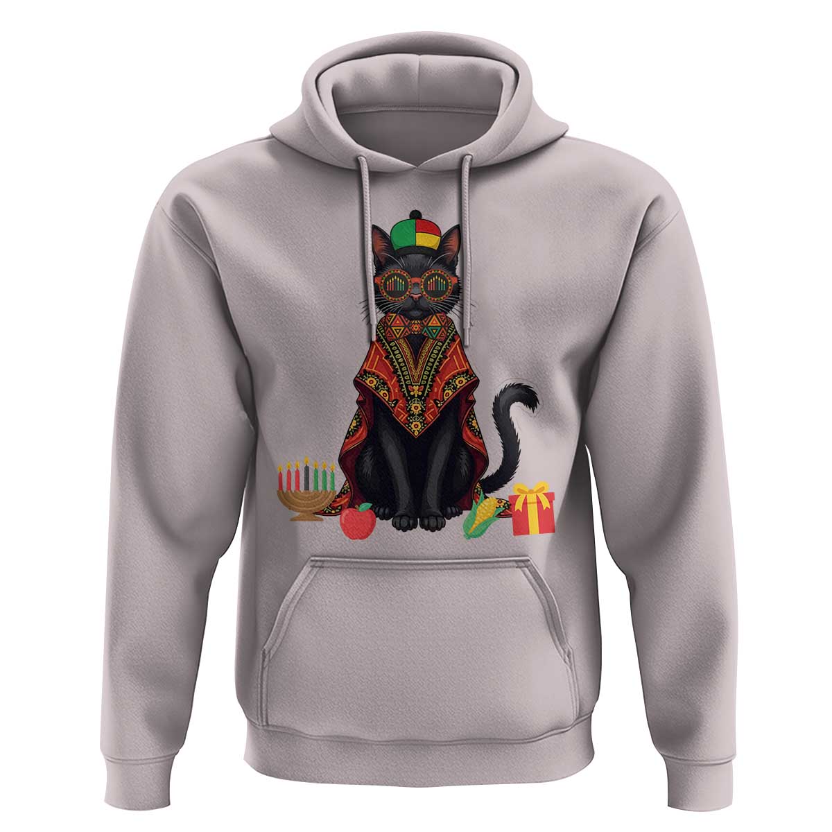 Cute Kwanzaa Cat Dashiki Hoodie African Heritage Gift - Wonder Print Shop