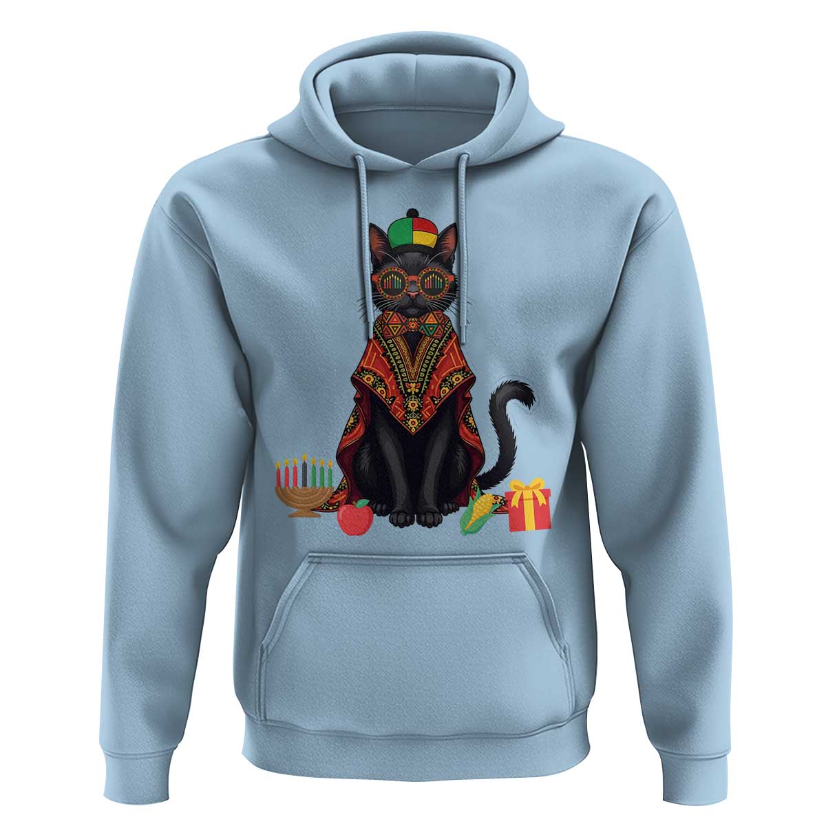 Cute Kwanzaa Cat Dashiki Hoodie African Heritage Gift - Wonder Print Shop