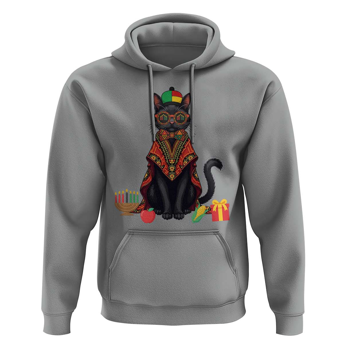 Cute Kwanzaa Cat Dashiki Hoodie African Heritage Gift - Wonder Print Shop