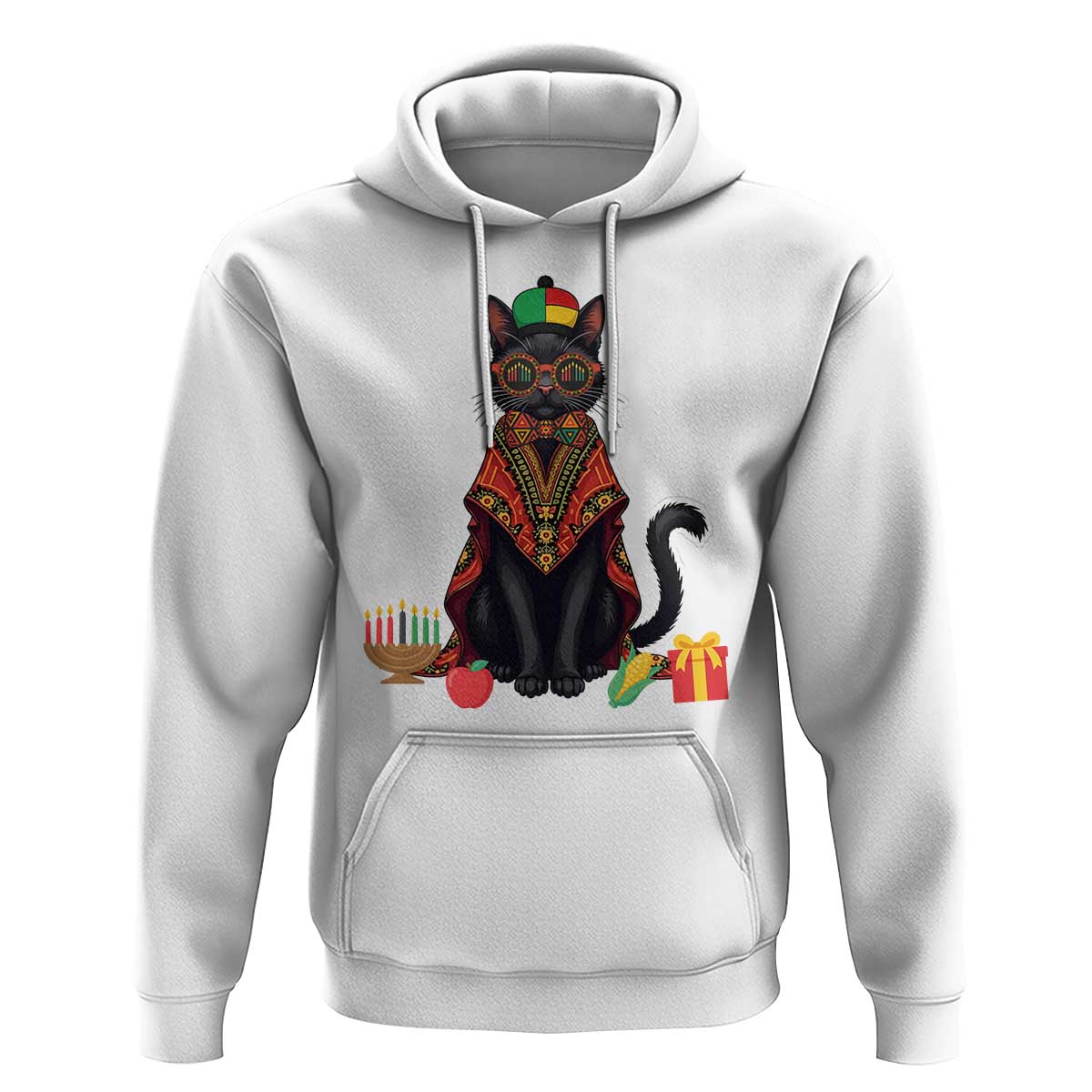 Cute Kwanzaa Cat Dashiki Hoodie African Heritage Gift - Wonder Print Shop