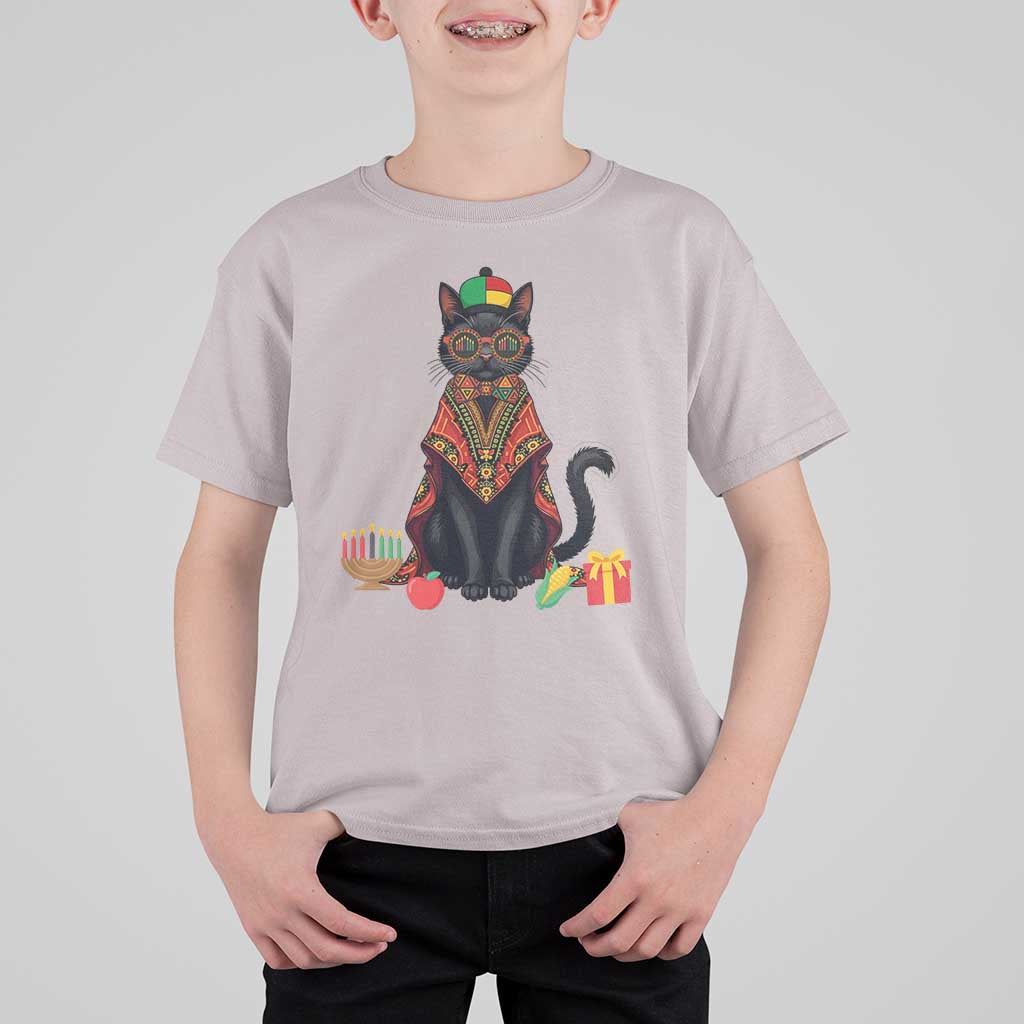 Cute Kwanzaa Cat Dashiki T Shirt For Kid African Heritage Gift - Wonder Print Shop