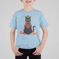 Cute Kwanzaa Cat Dashiki T Shirt For Kid African Heritage Gift - Wonder Print Shop