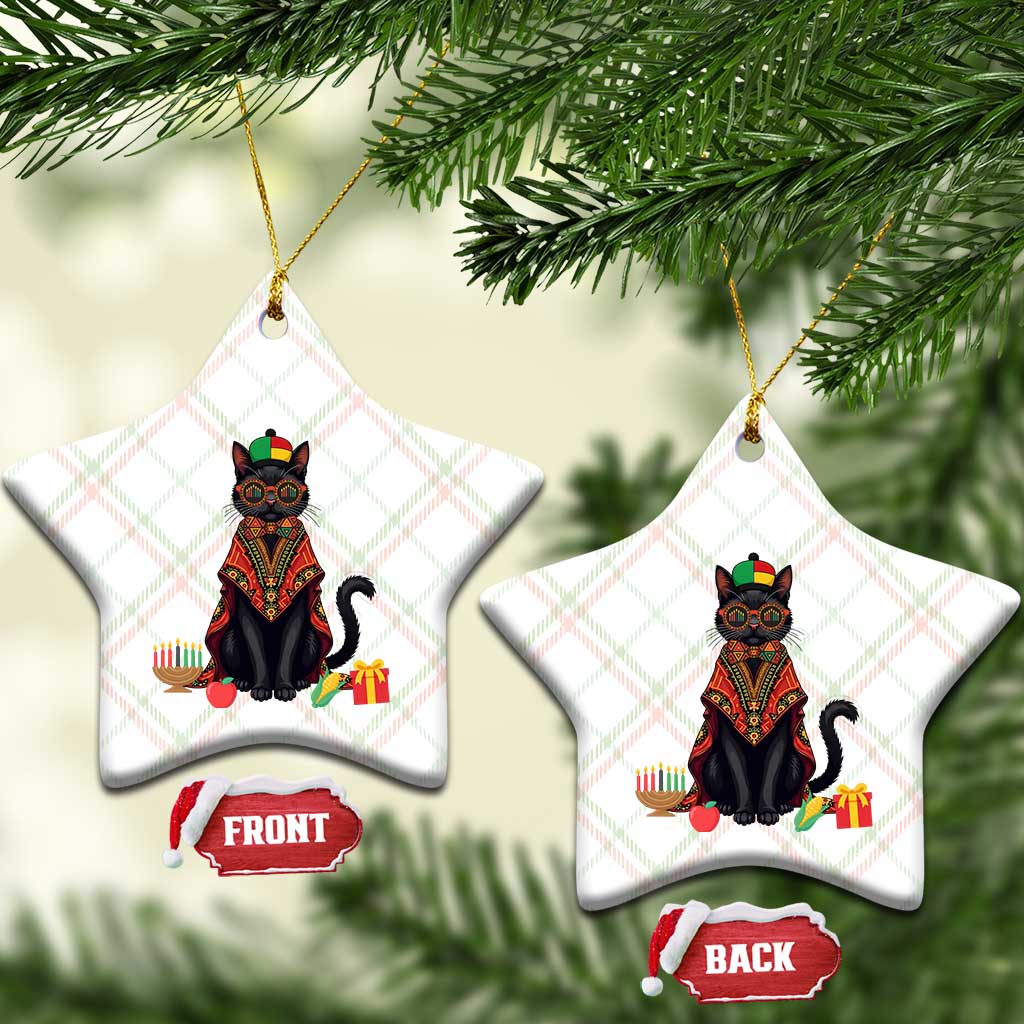 Cute Kwanzaa Cat Dashiki Ceramic Ornament African Heritage Gift - Wonder Print Shop
