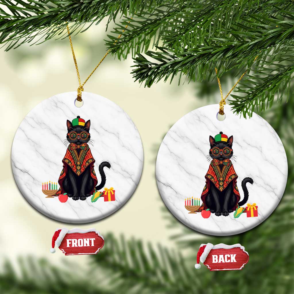 Cute Kwanzaa Cat Dashiki Ceramic Ornament African Heritage Gift - Wonder Print Shop