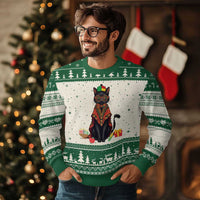 Cute Kwanzaa Cat Dashiki Ugly Christmas Sweater African Heritage Gift - Wonder Print Shop