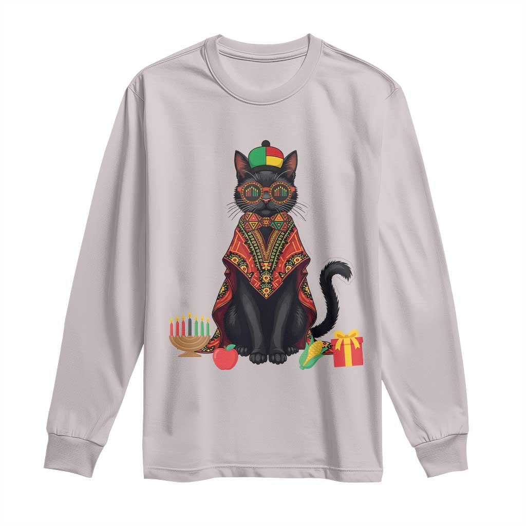 Cute Kwanzaa Cat Dashiki Long Sleeve Shirt African Heritage Gift - Wonder Print Shop