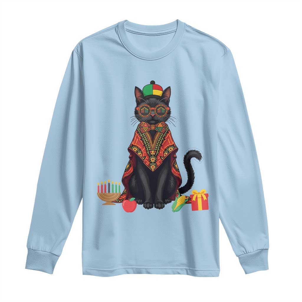 Cute Kwanzaa Cat Dashiki Long Sleeve Shirt African Heritage Gift - Wonder Print Shop