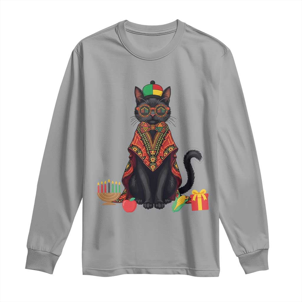 Cute Kwanzaa Cat Dashiki Long Sleeve Shirt African Heritage Gift - Wonder Print Shop