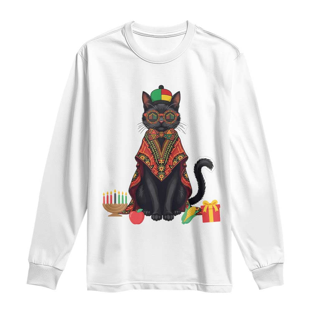 Cute Kwanzaa Cat Dashiki Long Sleeve Shirt African Heritage Gift - Wonder Print Shop