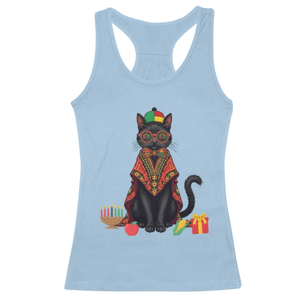 Cute Kwanzaa Cat Dashiki Racerback Tank Top African Heritage Gift - Wonder Print Shop