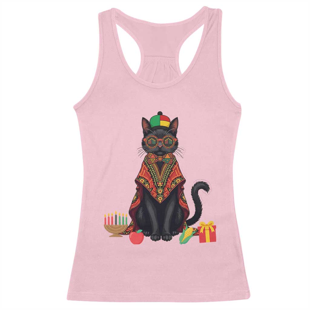 Cute Kwanzaa Cat Dashiki Racerback Tank Top African Heritage Gift - Wonder Print Shop