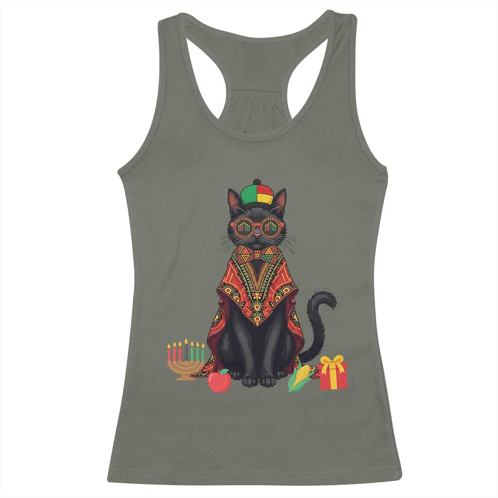 Cute Kwanzaa Cat Dashiki Racerback Tank Top African Heritage Gift - Wonder Print Shop