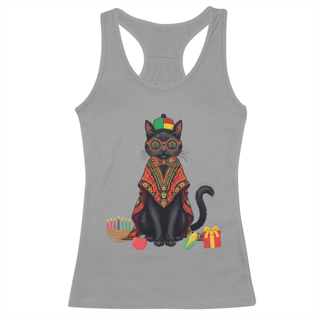 Cute Kwanzaa Cat Dashiki Racerback Tank Top African Heritage Gift - Wonder Print Shop