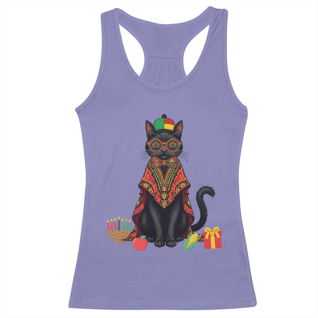 Cute Kwanzaa Cat Dashiki Racerback Tank Top African Heritage Gift - Wonder Print Shop