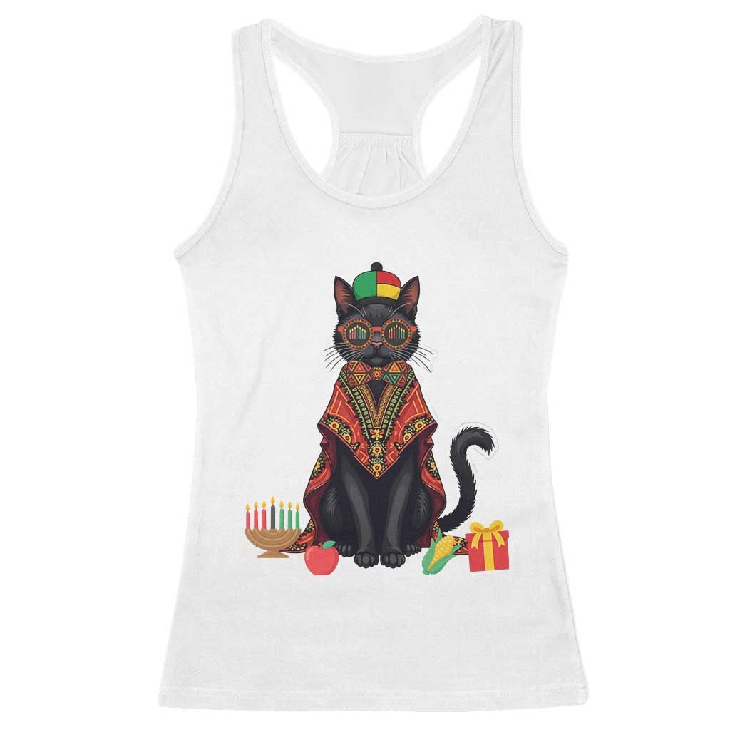 Cute Kwanzaa Cat Dashiki Racerback Tank Top African Heritage Gift - Wonder Print Shop