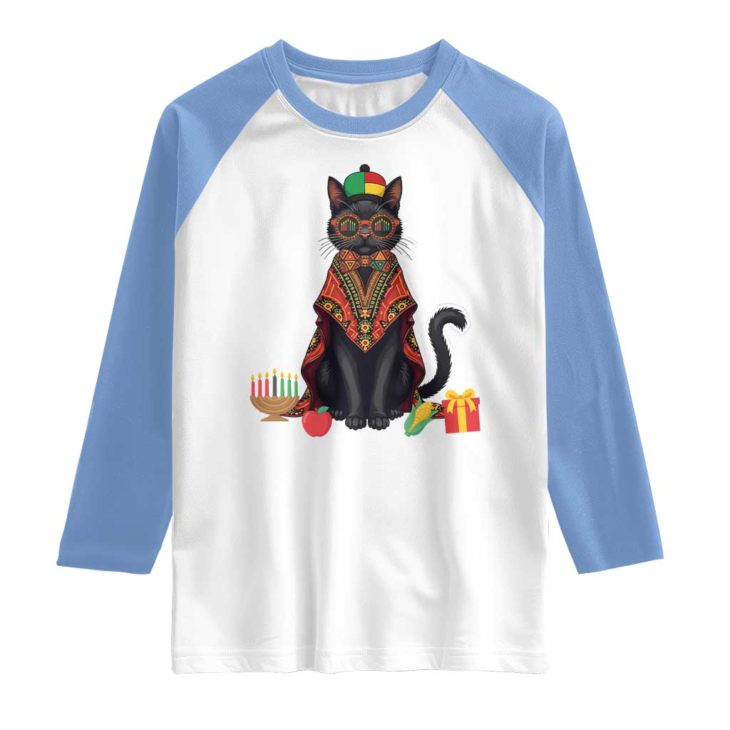 Cute Kwanzaa Cat Dashiki Raglan Shirt African Heritage Gift - Wonder Print Shop