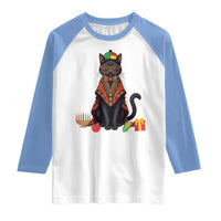 Cute Kwanzaa Cat Dashiki Raglan Shirt African Heritage Gift - Wonder Print Shop