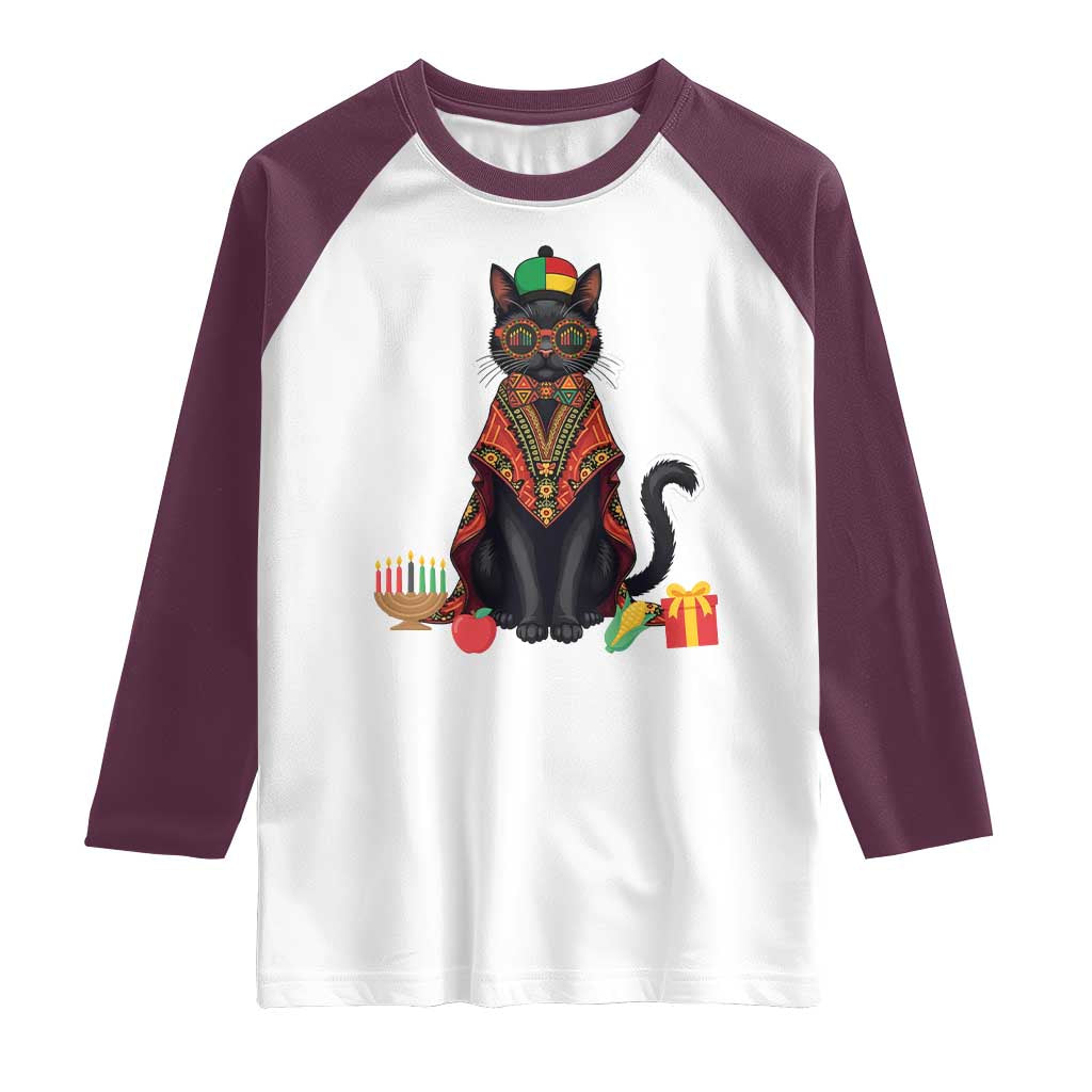 Cute Kwanzaa Cat Dashiki Raglan Shirt African Heritage Gift - Wonder Print Shop