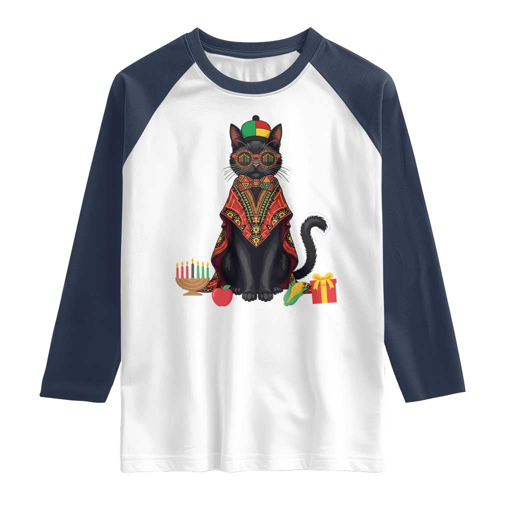 Cute Kwanzaa Cat Dashiki Raglan Shirt African Heritage Gift - Wonder Print Shop