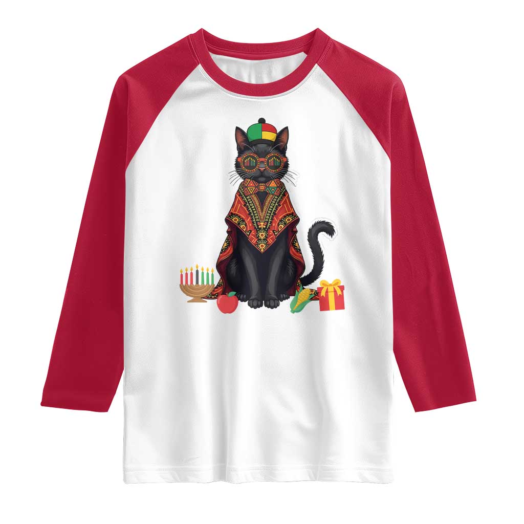 Cute Kwanzaa Cat Dashiki Raglan Shirt African Heritage Gift - Wonder Print Shop