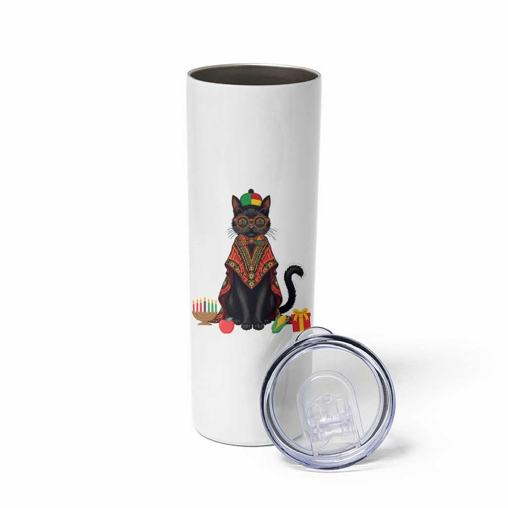 Cute Kwanzaa Cat Dashiki Skinny Tumbler African Heritage Gift - Wonder Print Shop