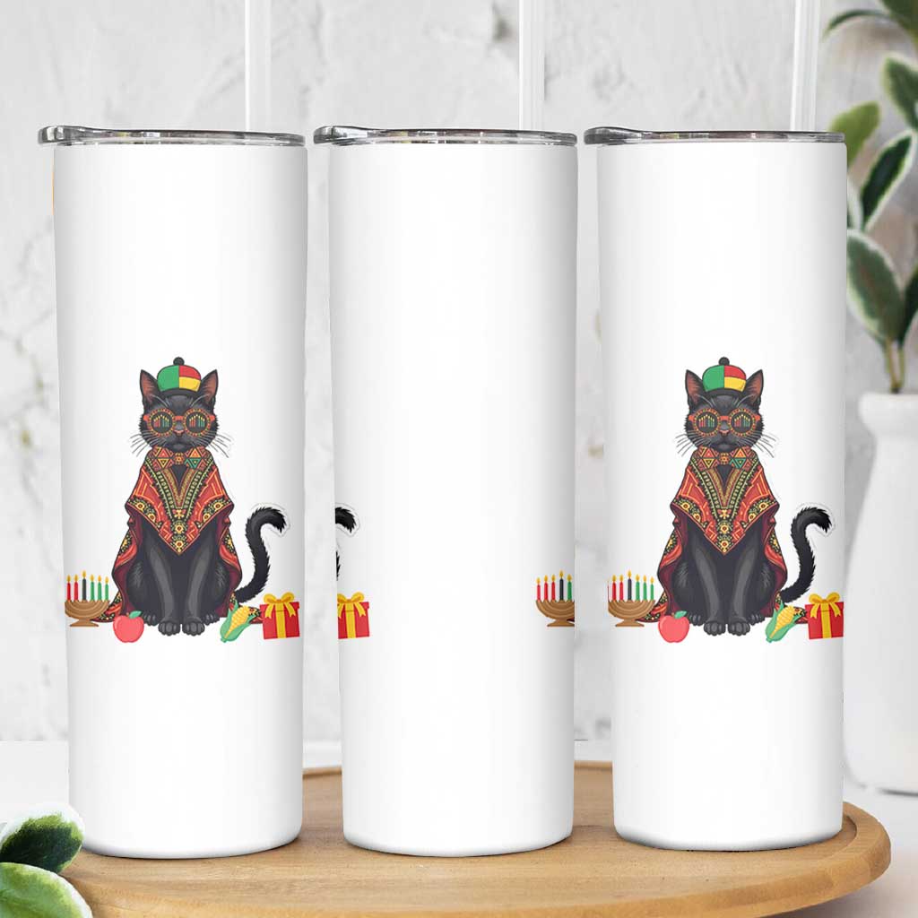 Cute Kwanzaa Cat Dashiki Skinny Tumbler African Heritage Gift - Wonder Print Shop