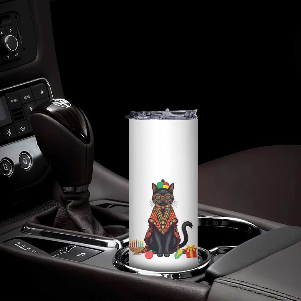 Cute Kwanzaa Cat Dashiki Skinny Tumbler African Heritage Gift - Wonder Print Shop