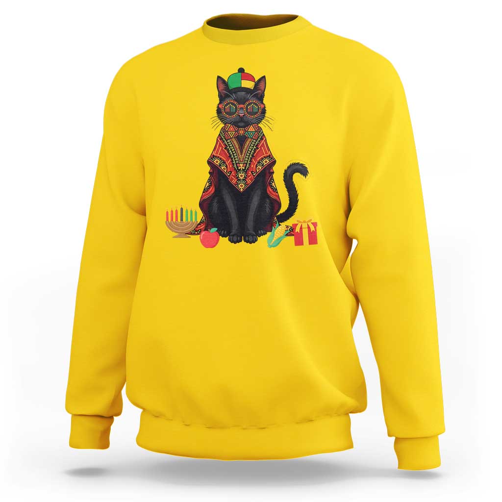 Cute Kwanzaa Cat Dashiki Sweatshirt African Heritage Gift - Wonder Print Shop