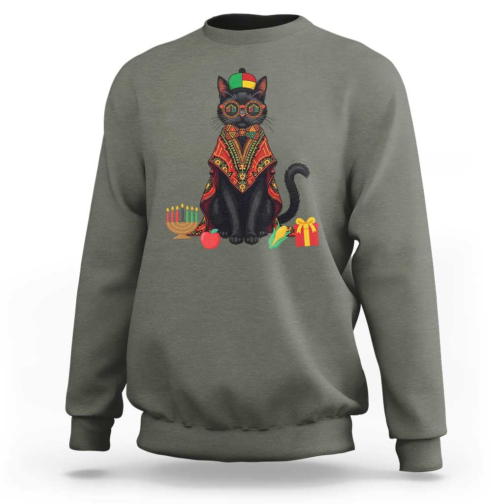 Cute Kwanzaa Cat Dashiki Sweatshirt African Heritage Gift - Wonder Print Shop