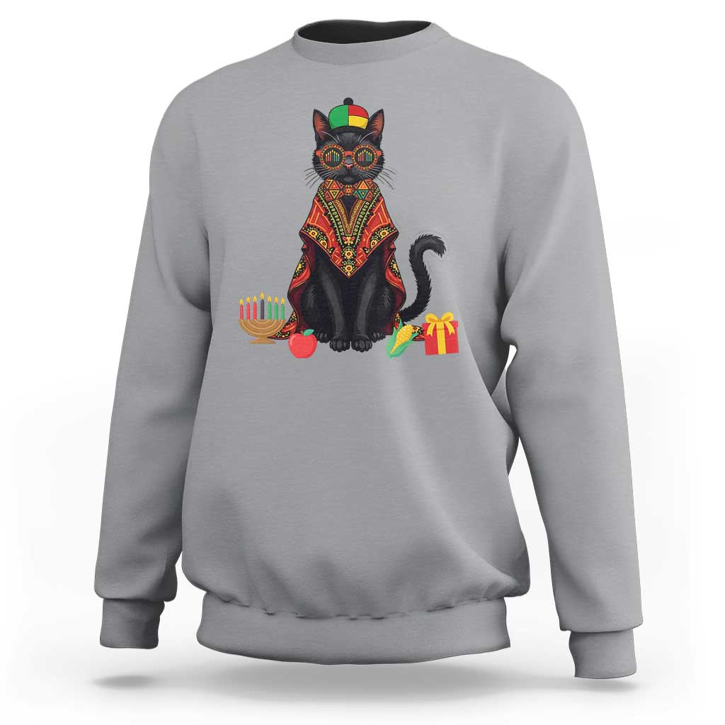 Cute Kwanzaa Cat Dashiki Sweatshirt African Heritage Gift - Wonder Print Shop
