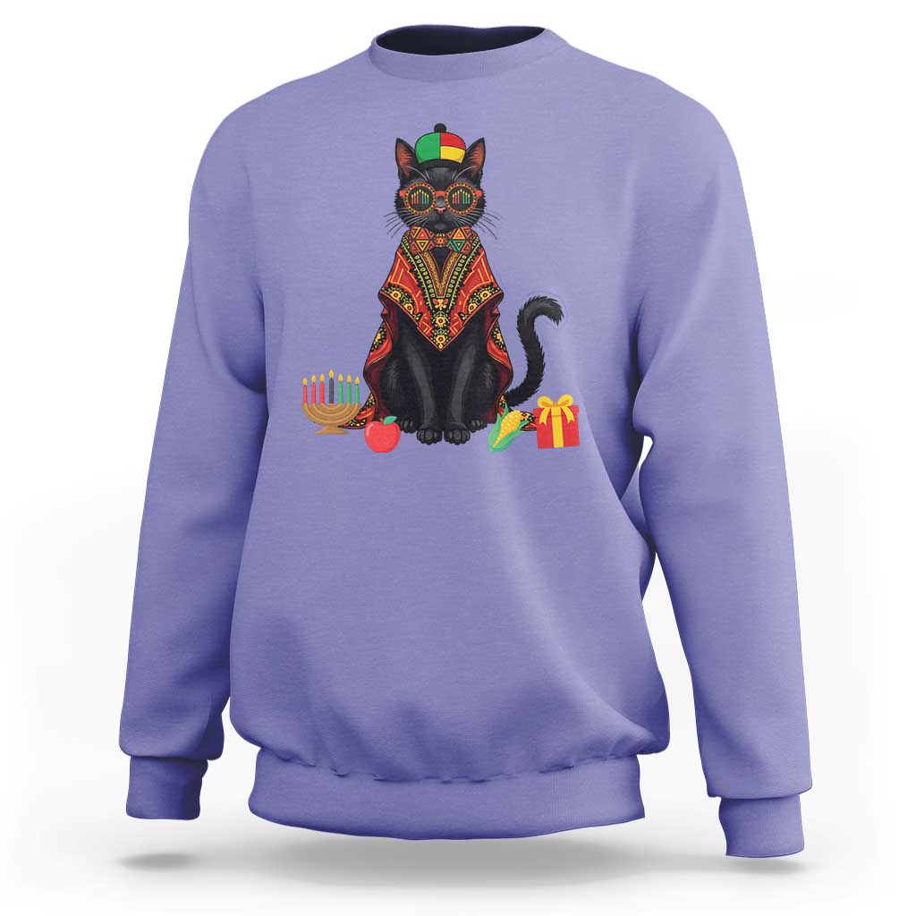 Cute Kwanzaa Cat Dashiki Sweatshirt African Heritage Gift - Wonder Print Shop