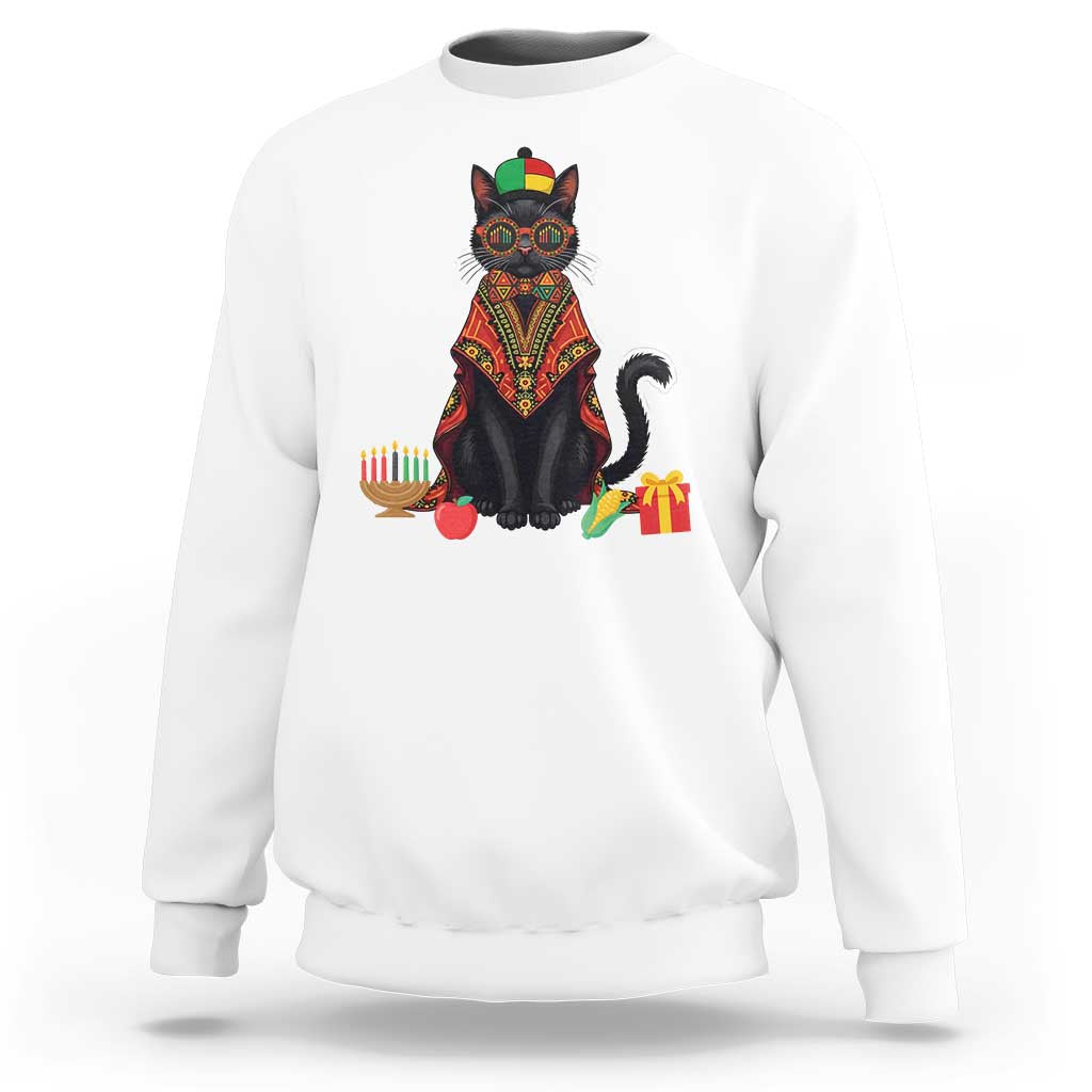 Cute Kwanzaa Cat Dashiki Sweatshirt African Heritage Gift - Wonder Print Shop