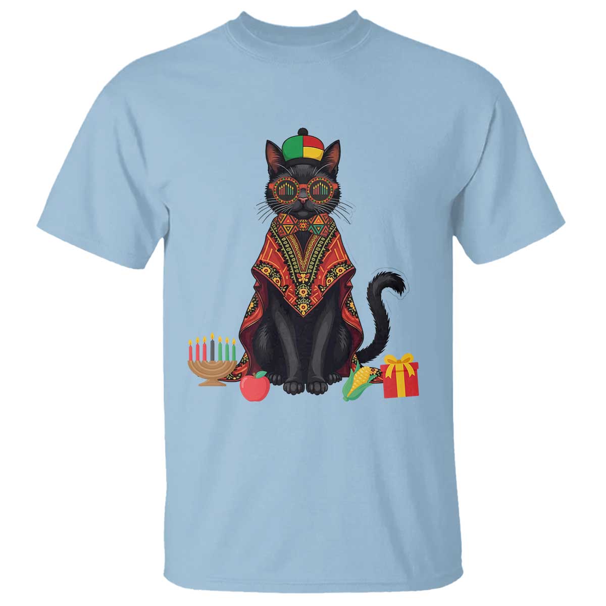 Cute Kwanzaa Cat Dashiki T Shirt African Heritage Gift - Wonder Print Shop