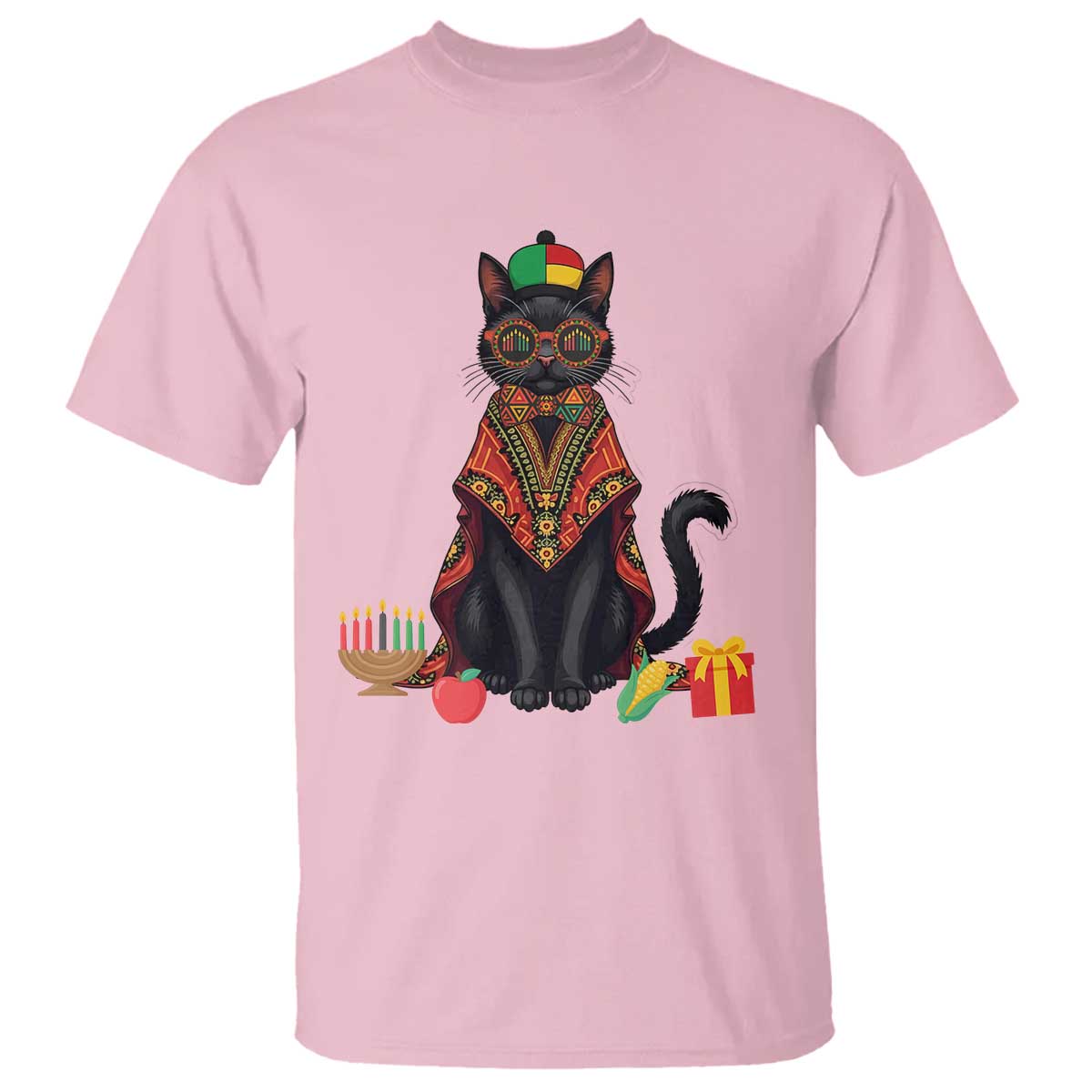 Cute Kwanzaa Cat Dashiki T Shirt African Heritage Gift - Wonder Print Shop
