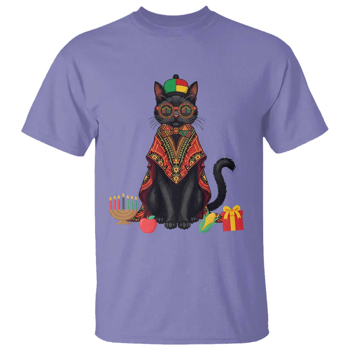 Cute Kwanzaa Cat Dashiki T Shirt African Heritage Gift - Wonder Print Shop