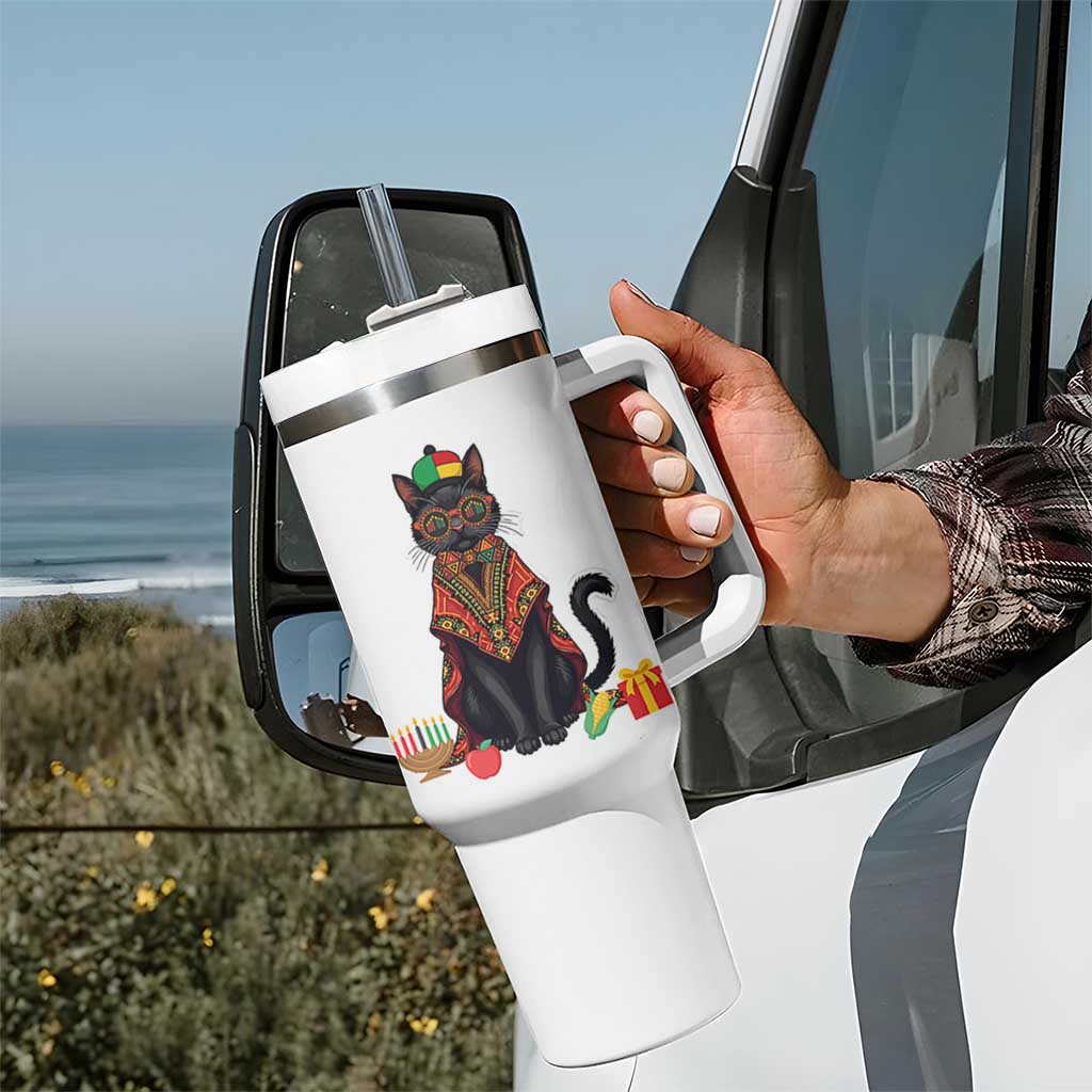 Cute Kwanzaa Cat Dashiki Tumbler With Handle African Heritage Gift - Wonder Print Shop