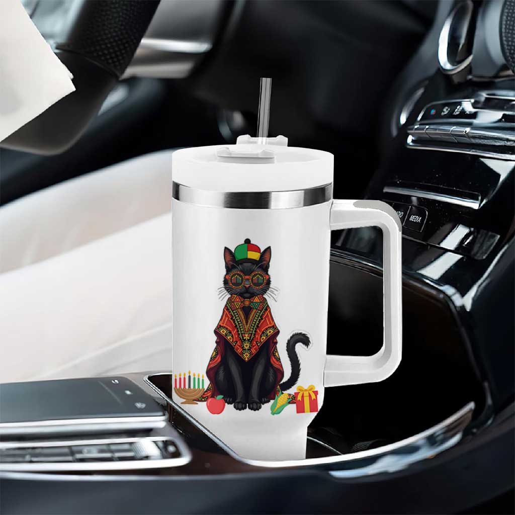 Cute Kwanzaa Cat Dashiki Tumbler With Handle African Heritage Gift - Wonder Print Shop