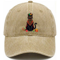 Cute Kwanzaa Cat Dashiki Washed Cotton Baseball Cap African Heritage Gift