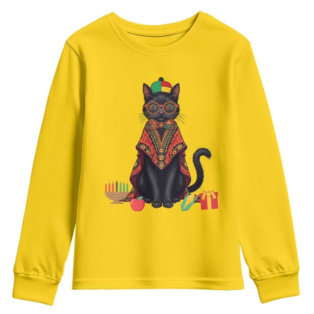 Cute Kwanzaa Cat Dashiki Youth Sweatshirt African Heritage Gift - Wonder Print Shop