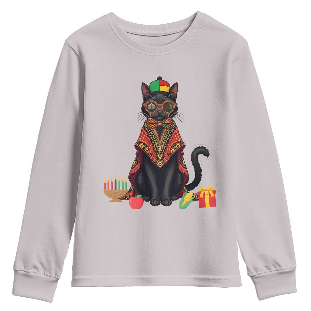 Cute Kwanzaa Cat Dashiki Youth Sweatshirt African Heritage Gift - Wonder Print Shop