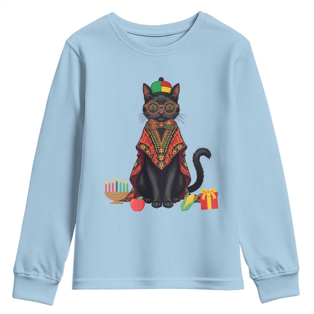 Cute Kwanzaa Cat Dashiki Youth Sweatshirt African Heritage Gift - Wonder Print Shop
