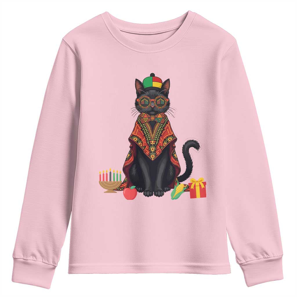 Cute Kwanzaa Cat Dashiki Youth Sweatshirt African Heritage Gift - Wonder Print Shop