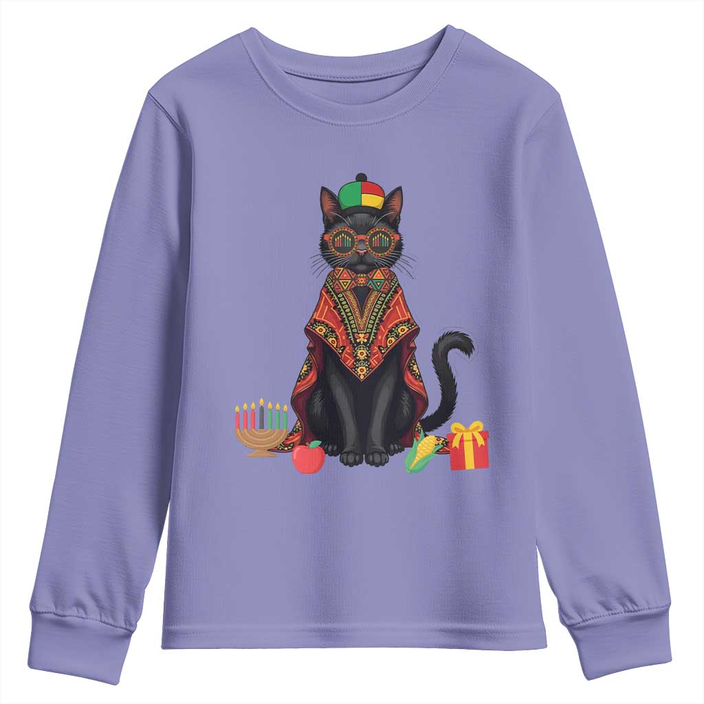 Cute Kwanzaa Cat Dashiki Youth Sweatshirt African Heritage Gift - Wonder Print Shop