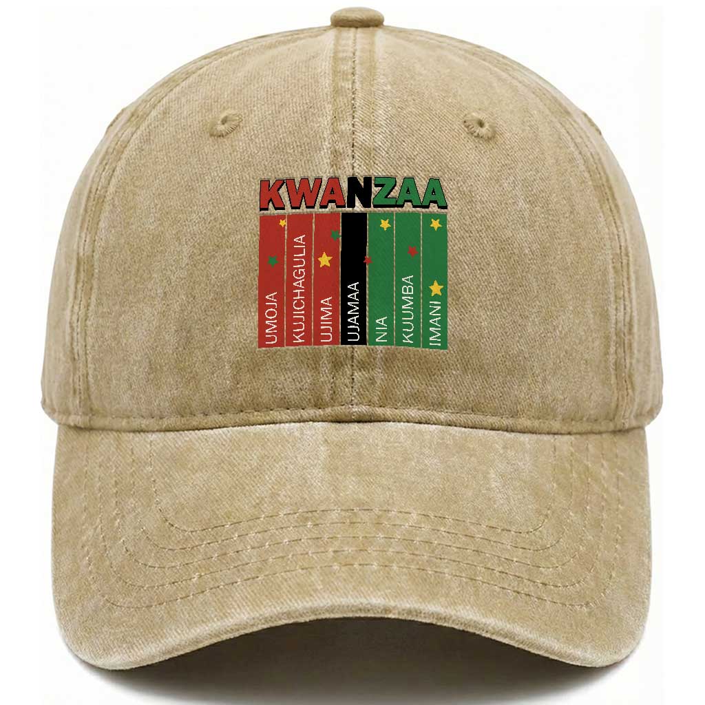 Light Of Kwanzaa Washed Cotton Baseball Cap Nguzo Saba African Heritage Gift