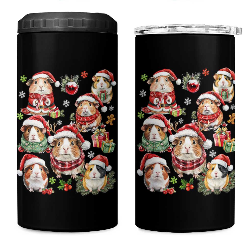 Funny Santa Cavy Squad 4 in 1 Can Cooler Tumbler Christmas Guinea Pig Gift - Wonder Print Shop