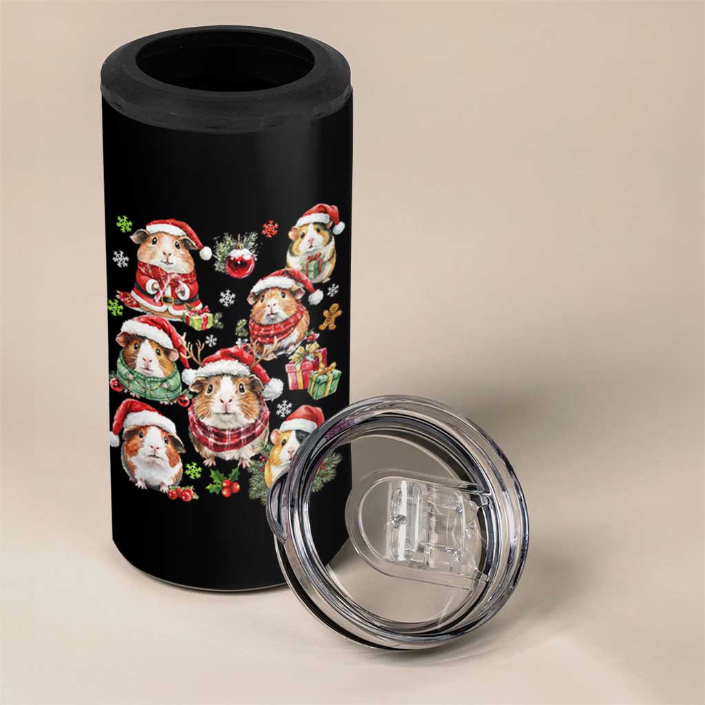Funny Santa Cavy Squad 4 in 1 Can Cooler Tumbler Christmas Guinea Pig Gift - Wonder Print Shop