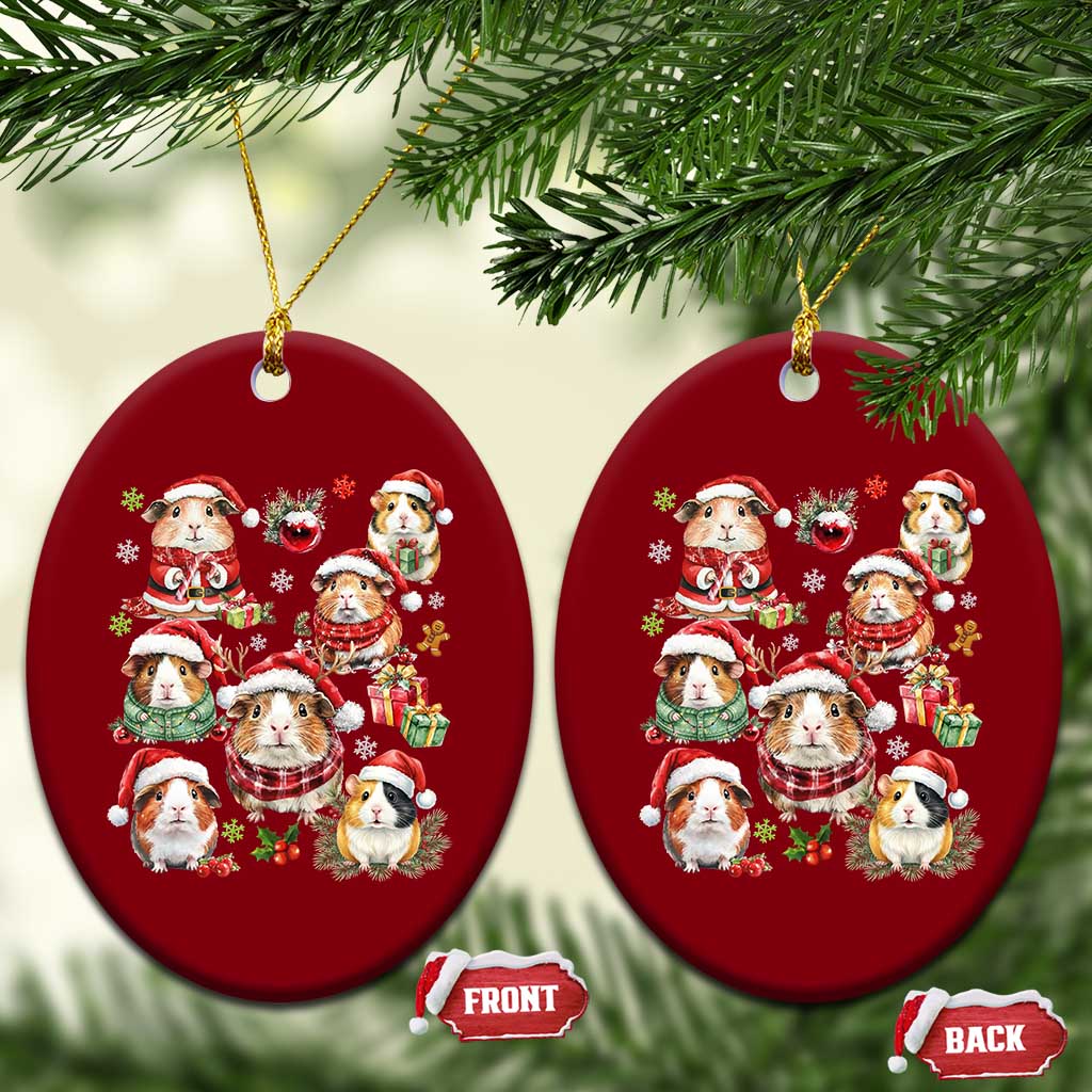 Funny Santa Cavy Squad Ceramic Ornament Christmas Guinea Pig Gift - Wonder Print Shop